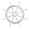 24" White Wood Coastal Ship Wheel Wall Decor